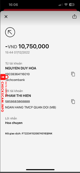 Evidence against PHAM THI HIEN