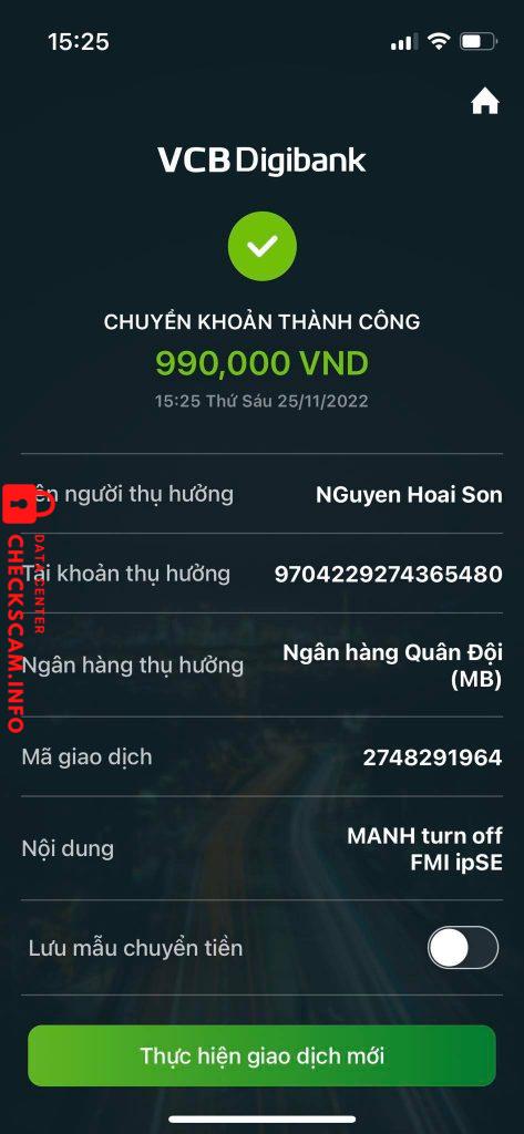 Evidence against NGuyen Hoai Son