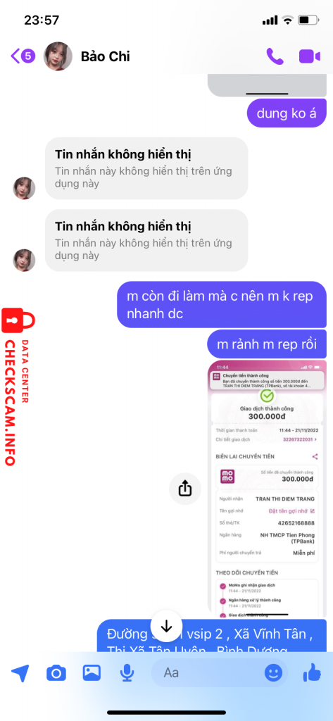 Evidence against TRAN THI DIEM TRANG