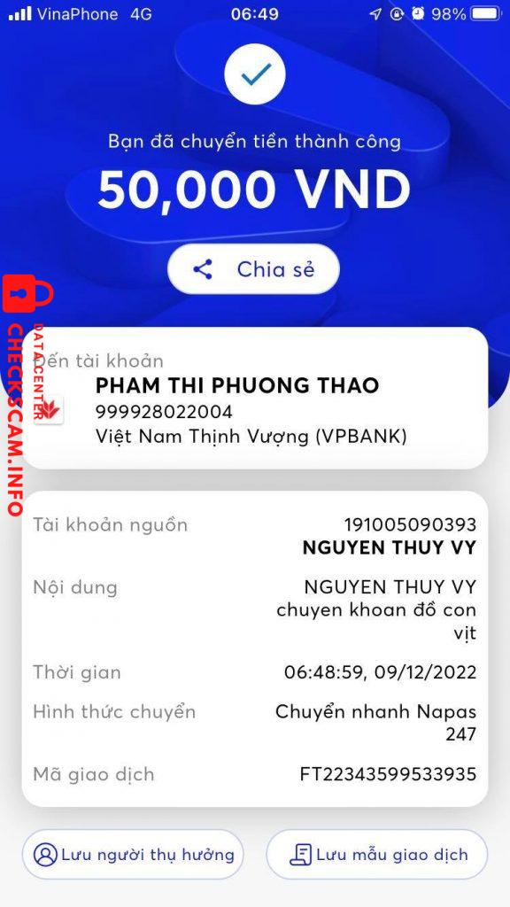Αποδεικτικά στοιχεία κατά PHAM THI PHUONG THAO