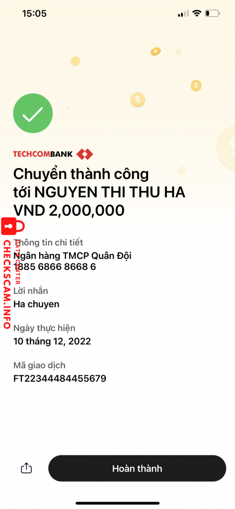 Evidence against Nguyễn Thị Thu Hà
