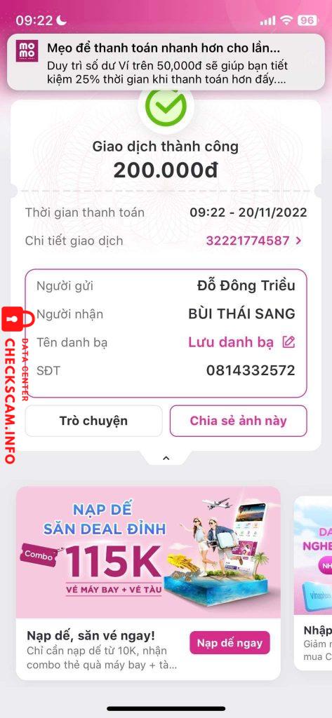 Evidence against Bùi Thái Sang
