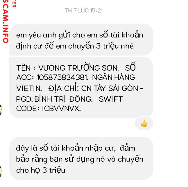 Αποδεικτικά στοιχεία κατά VƯƠNG TRƯƠNG SƠN