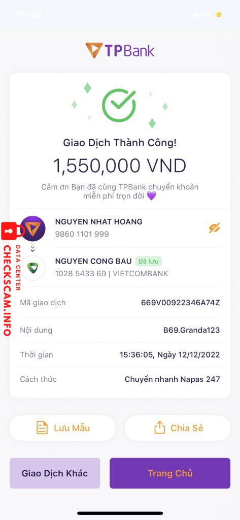 Evidence against NGUYEN CONG BAU