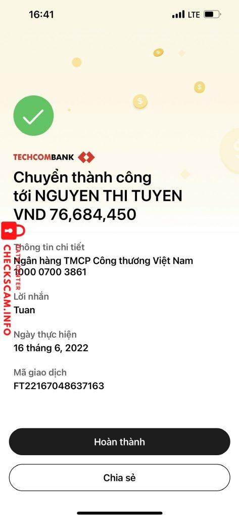 Evidence against Nguyen Thi Tuyen