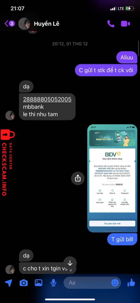 Evidence against Le thi nhu tam