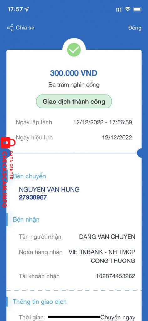 Evidence against DANG VAN CHUYEN