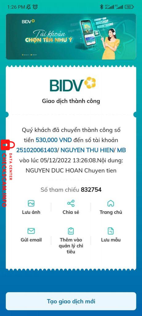 Αποδεικτικά στοιχεία κατά Nguyen Thu Hien