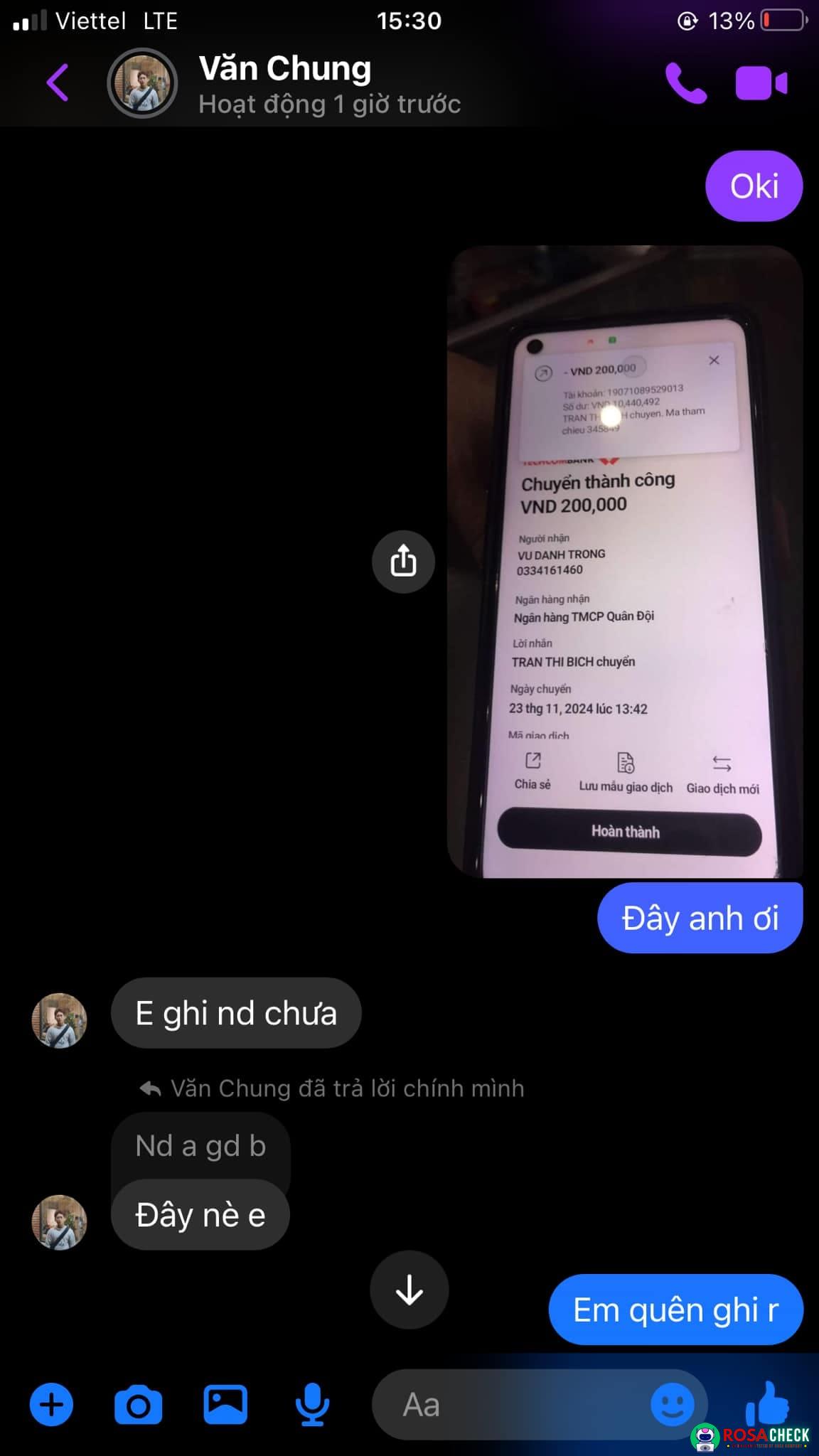 Evidence against VU DANH TRONG