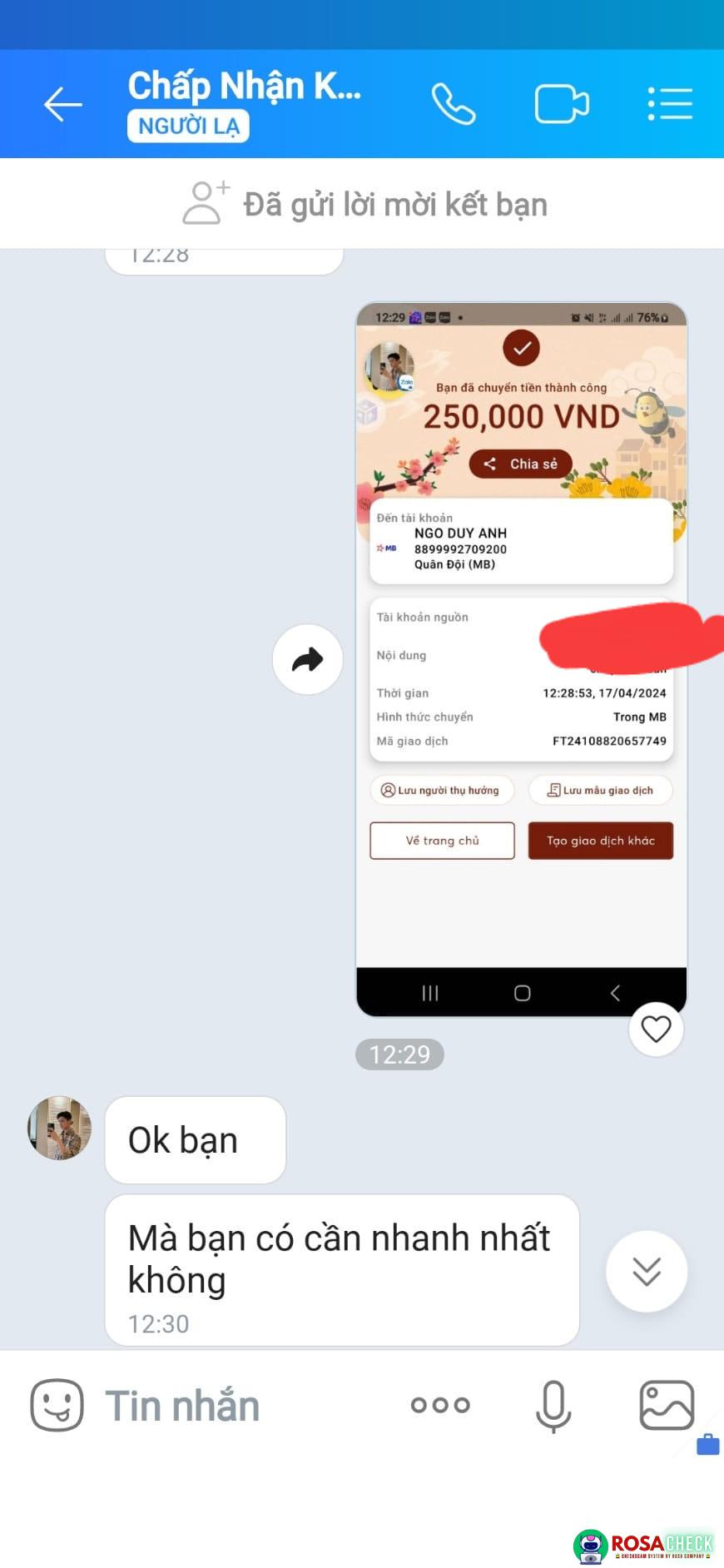 Evidence against NGO DUY ANH