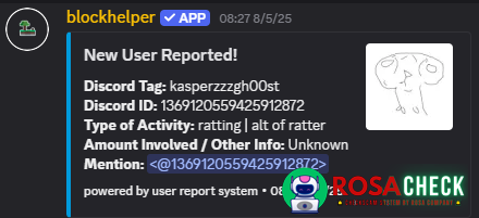 Evidence against kasperzzzgh00st