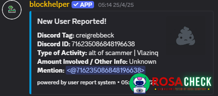 Evidence against creigrebbeck