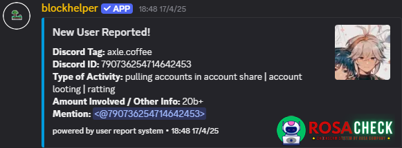 Evidence against axle.coffee