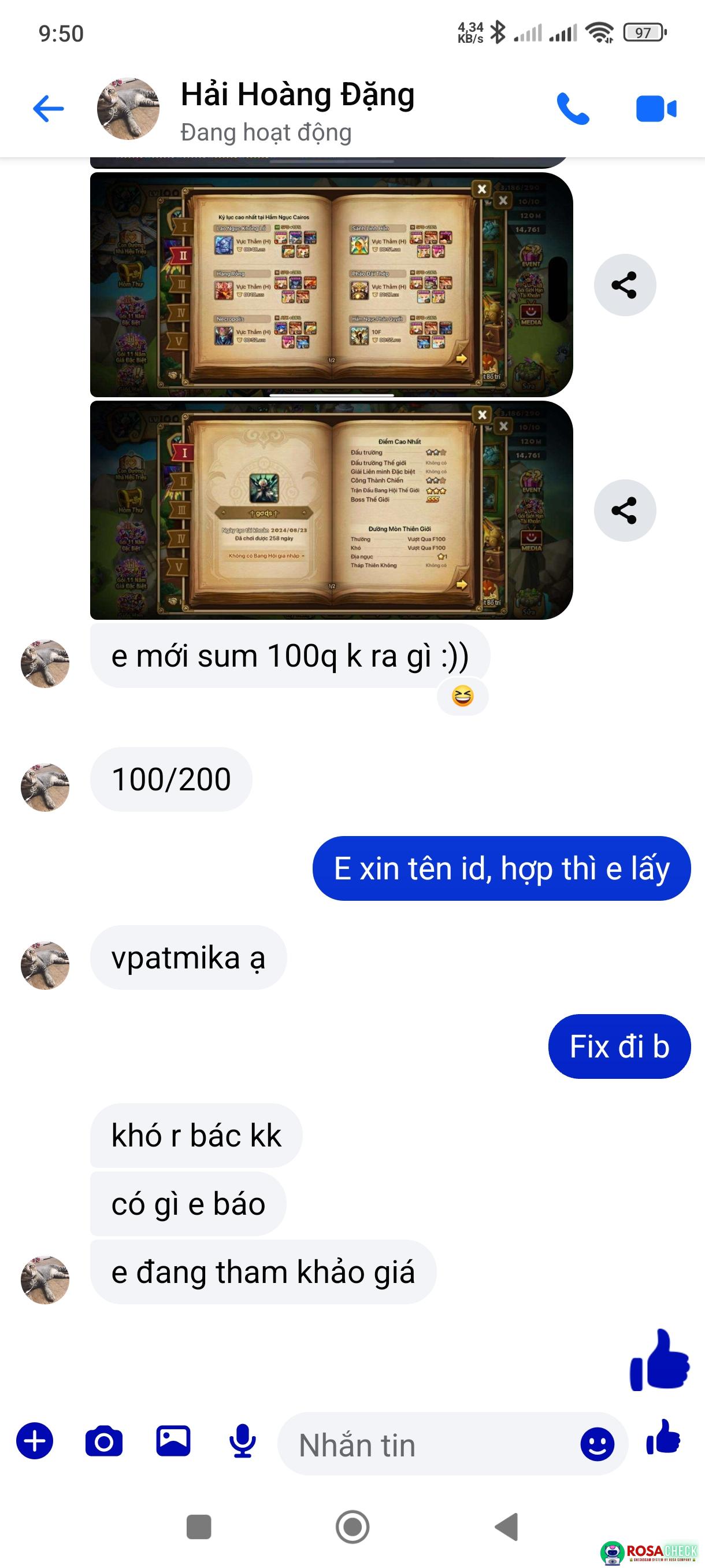 Evidence against Hoàng Hải Đặng