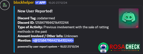 Evidence against zodatermed