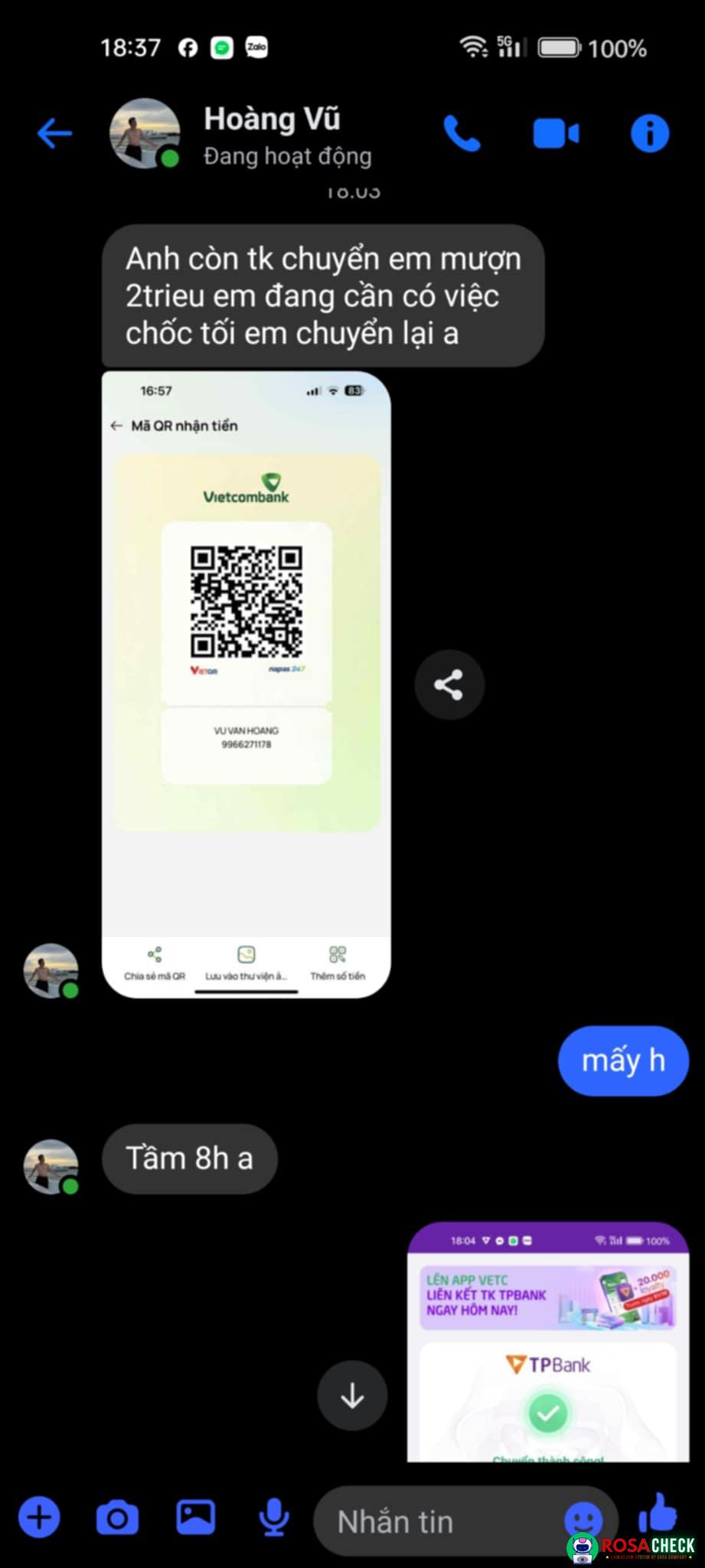 Evidence against Vu Van Hoang